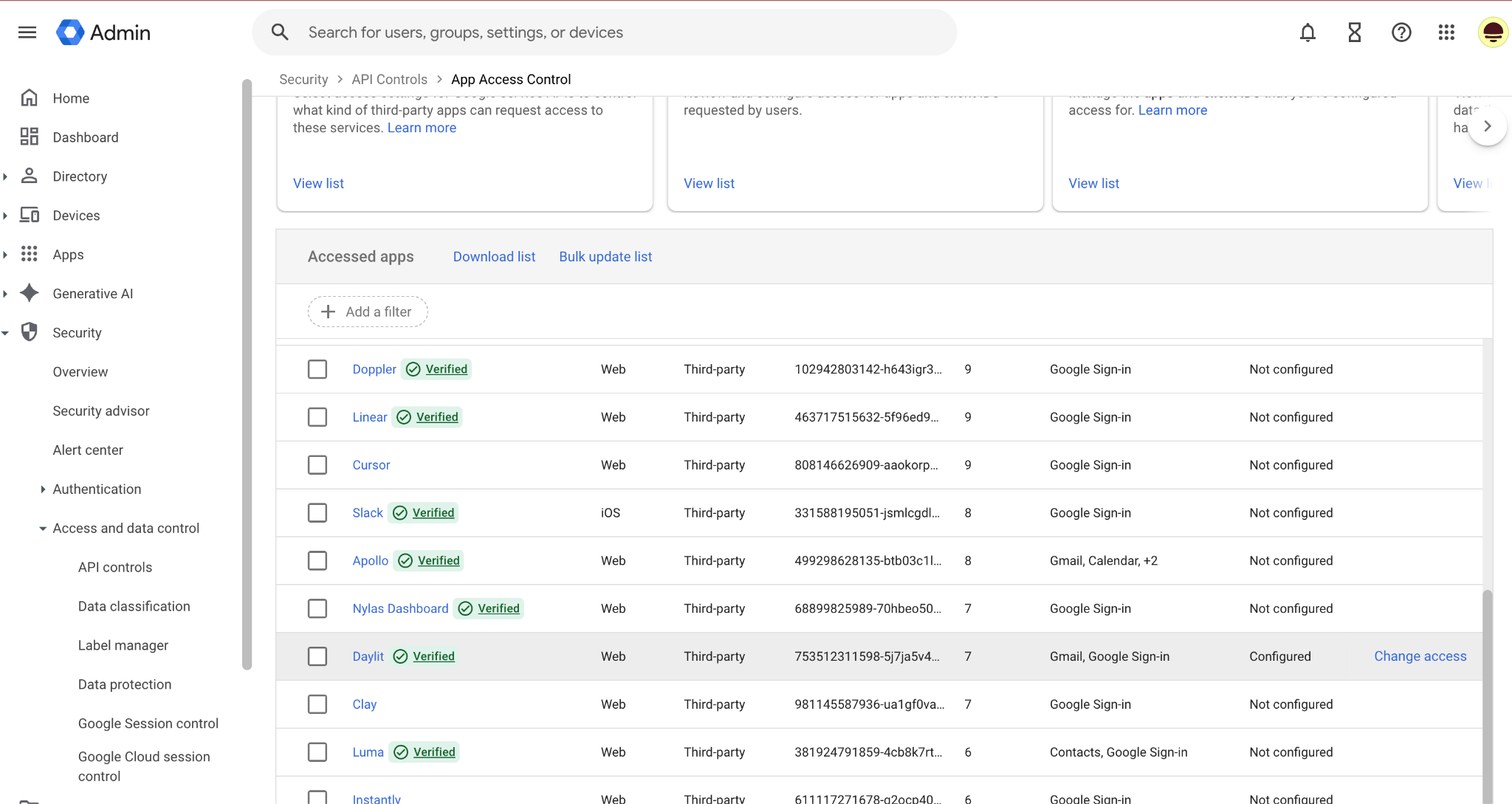 Configure access for the Daylit app in Google Admin Console