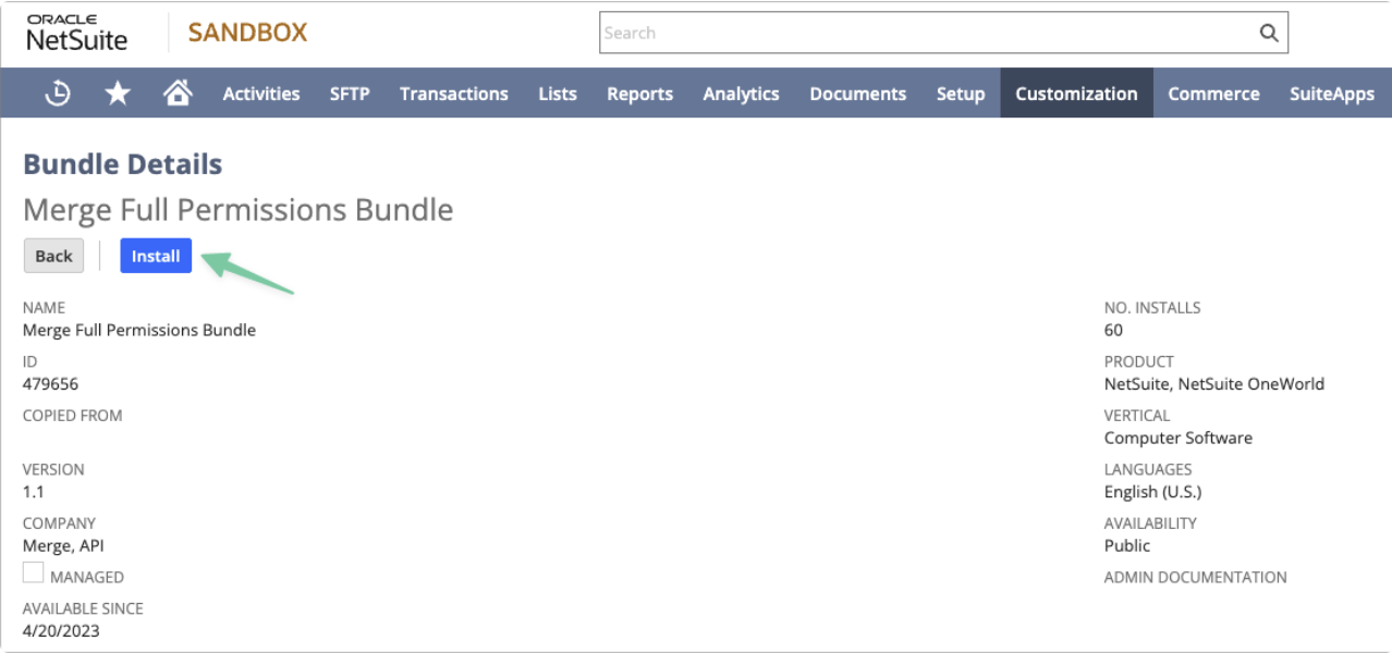 Search and install Merge Full Permission Bundle