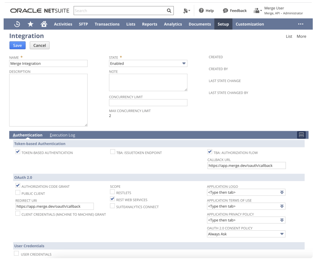 Create Daylit Merge integration in NetSuite