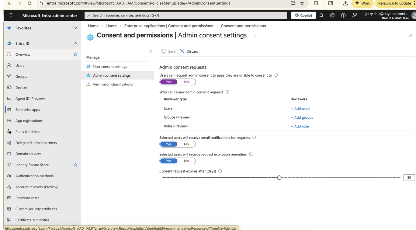 Enable users to request admin consent