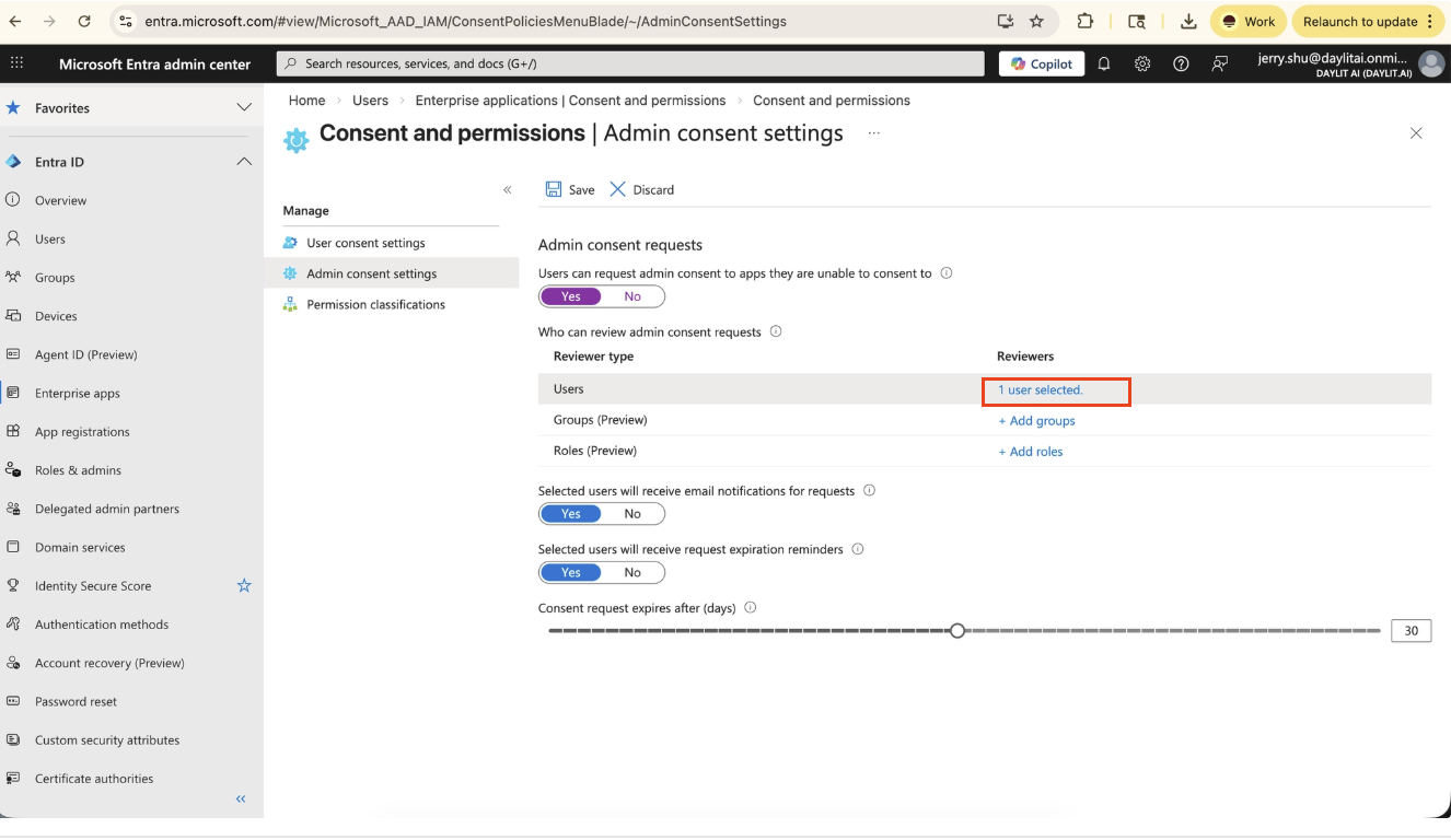 Confirm admin users for approval review