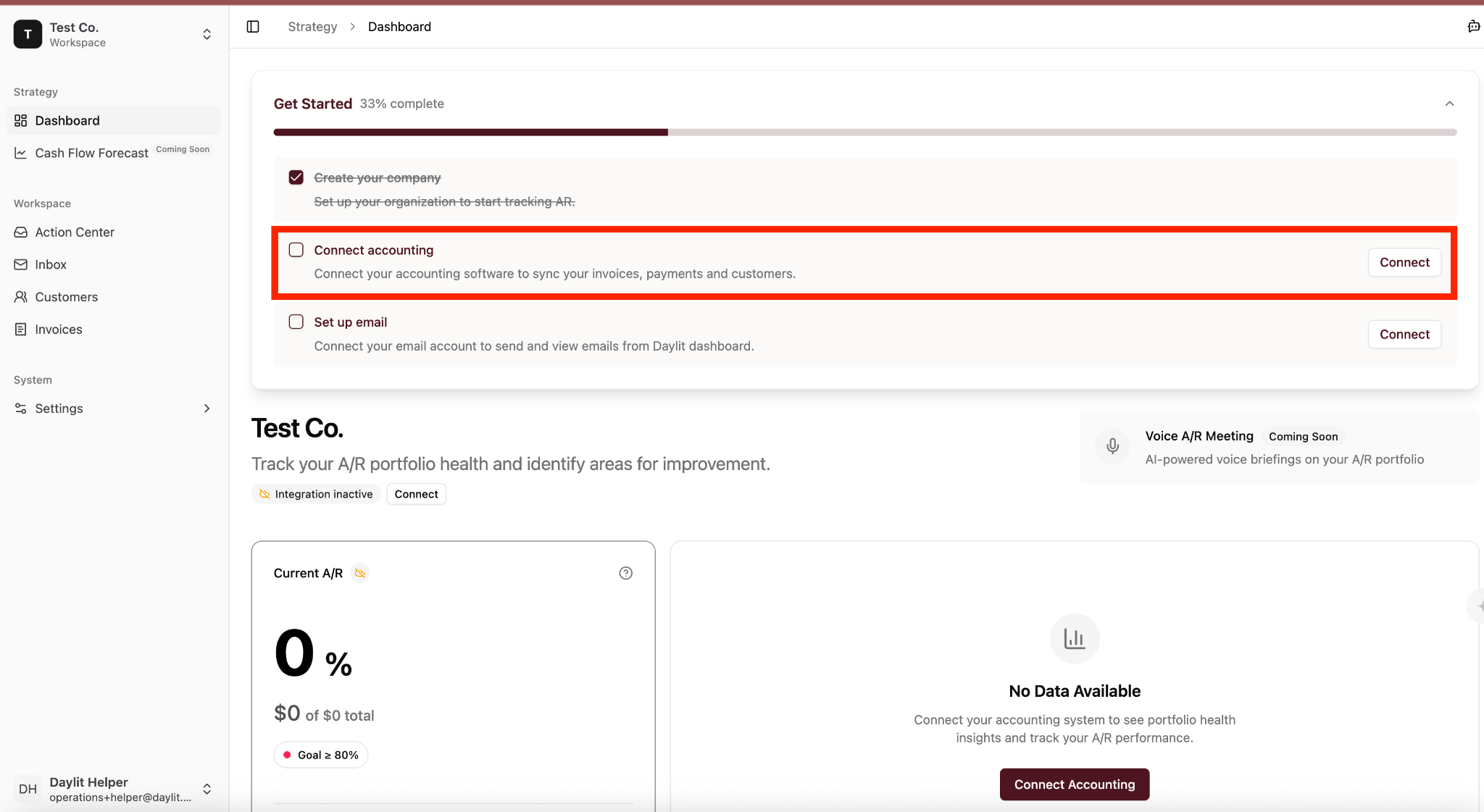 Connect accounting section in Daylit
