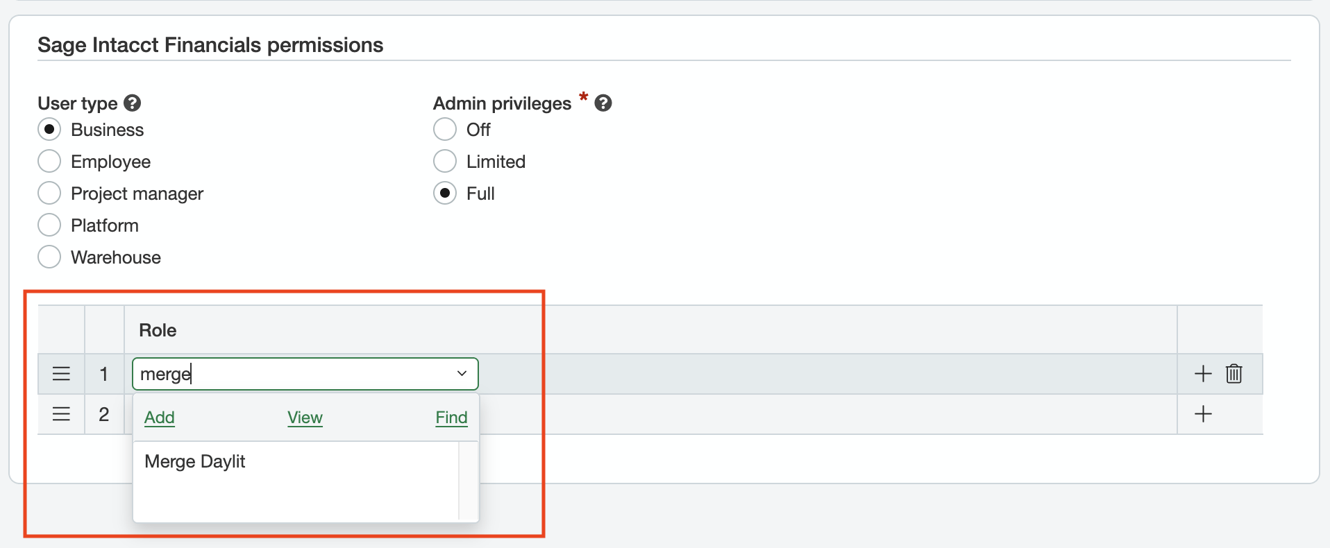 Attach the Merge Daylit role to the Web Services user