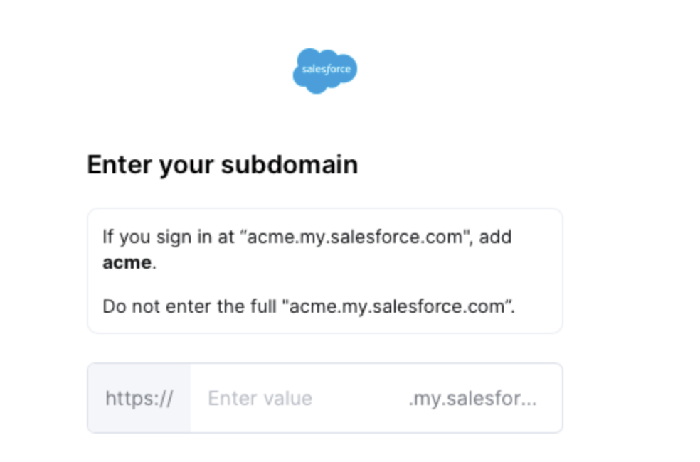 Enter Salesforce login credentials