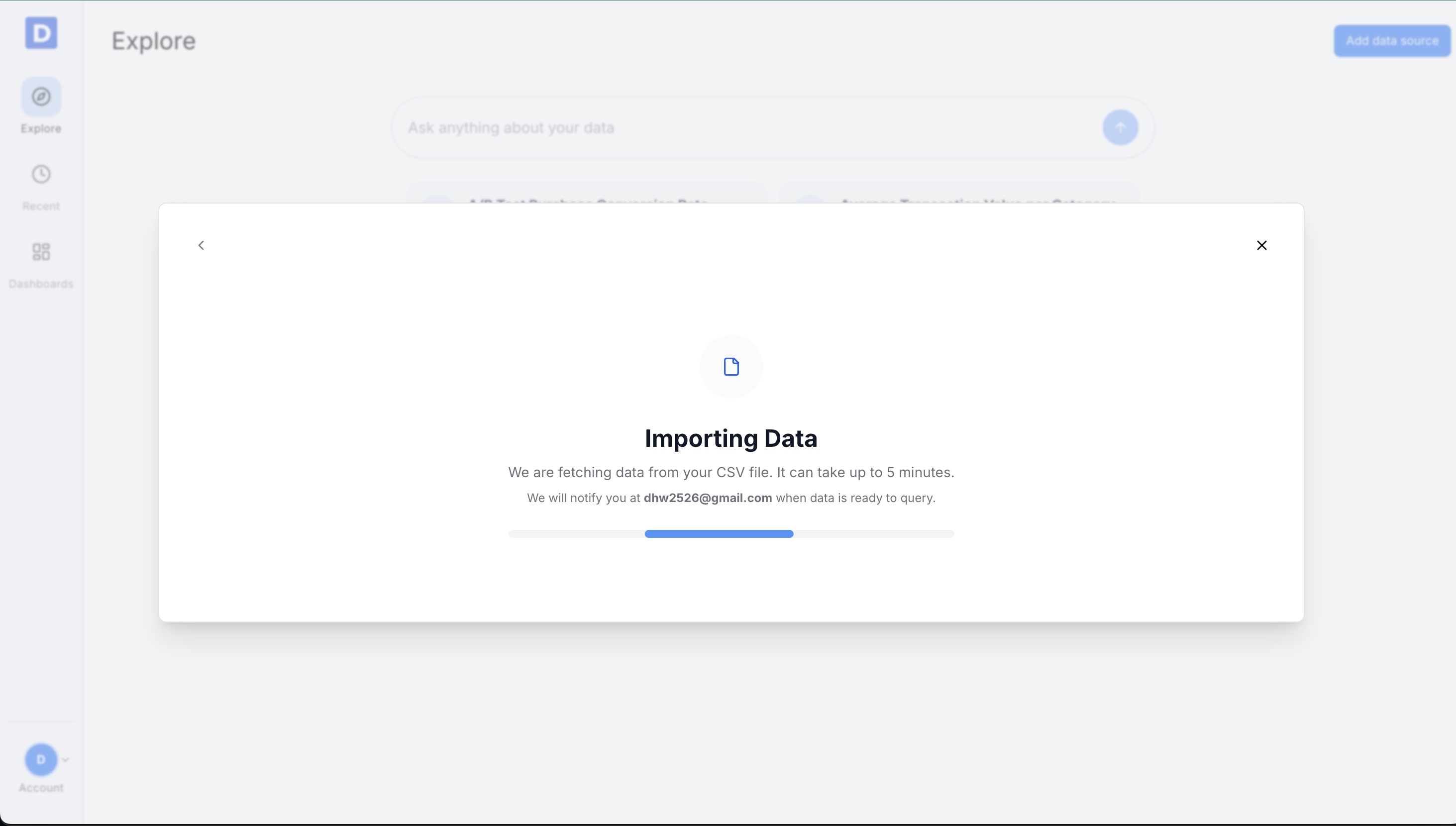 CSV import progress indicator