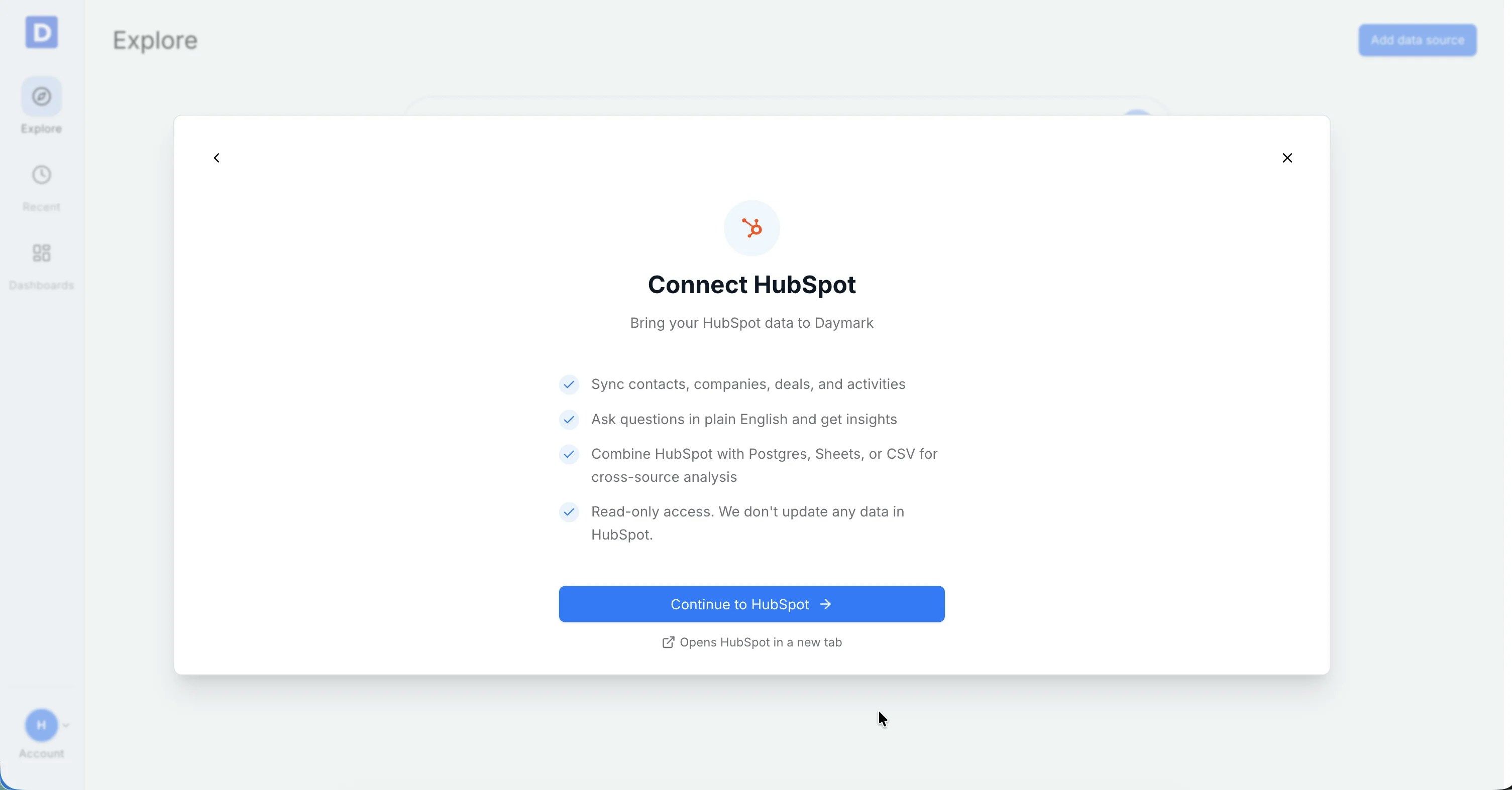 HubSpot login and authorization page
