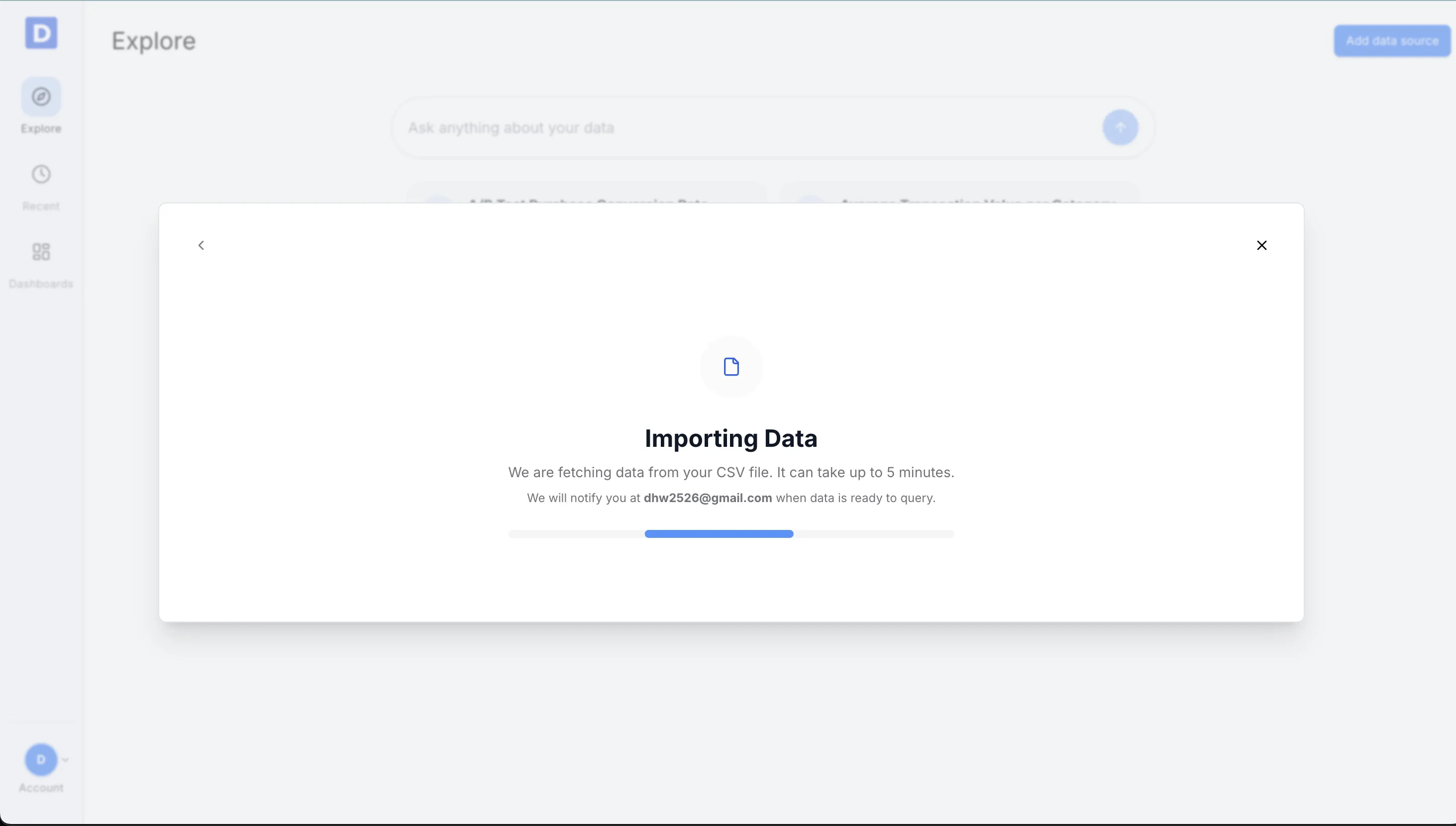 CSV import progress indicator