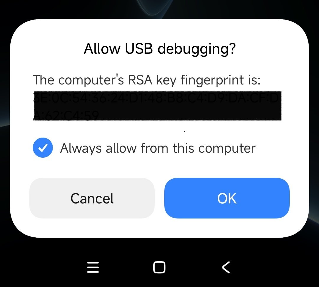 Allow USB debugging prompt