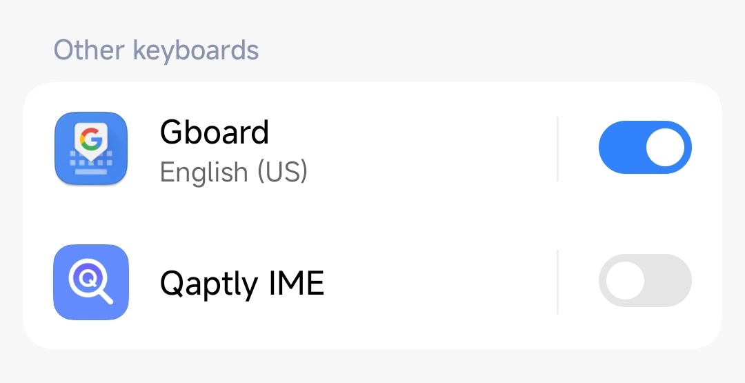 Keyboard settings with Qaptly IME