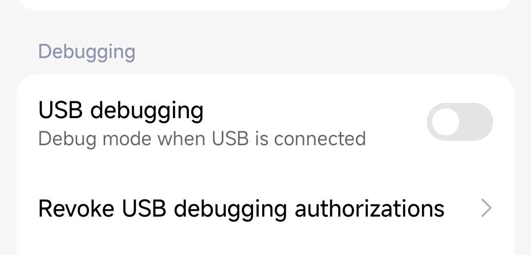 Enable USB Debugging in Developer Options