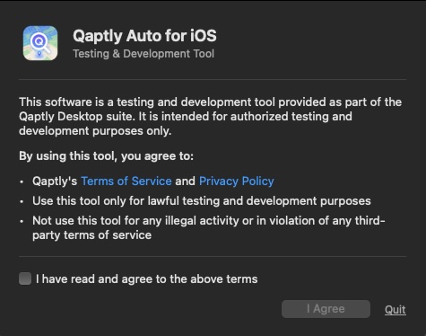 Qaptly Auto for iOS 免責事項