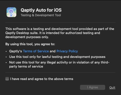 Qaptly Auto for iOS 免責事項