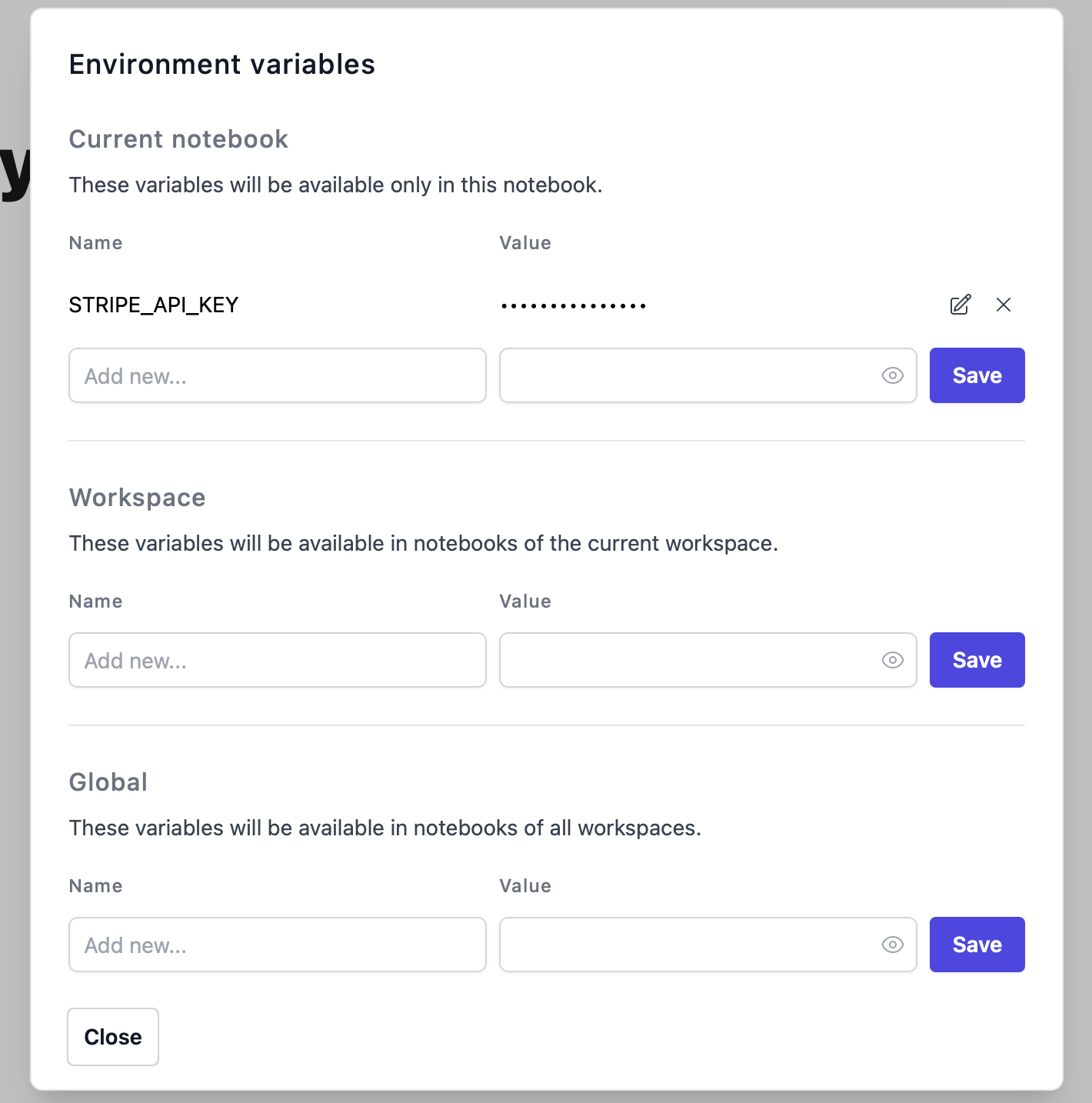 Environment variables