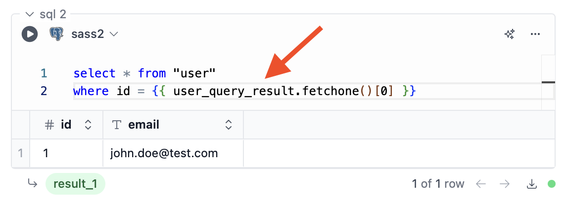 Use query result in SQL