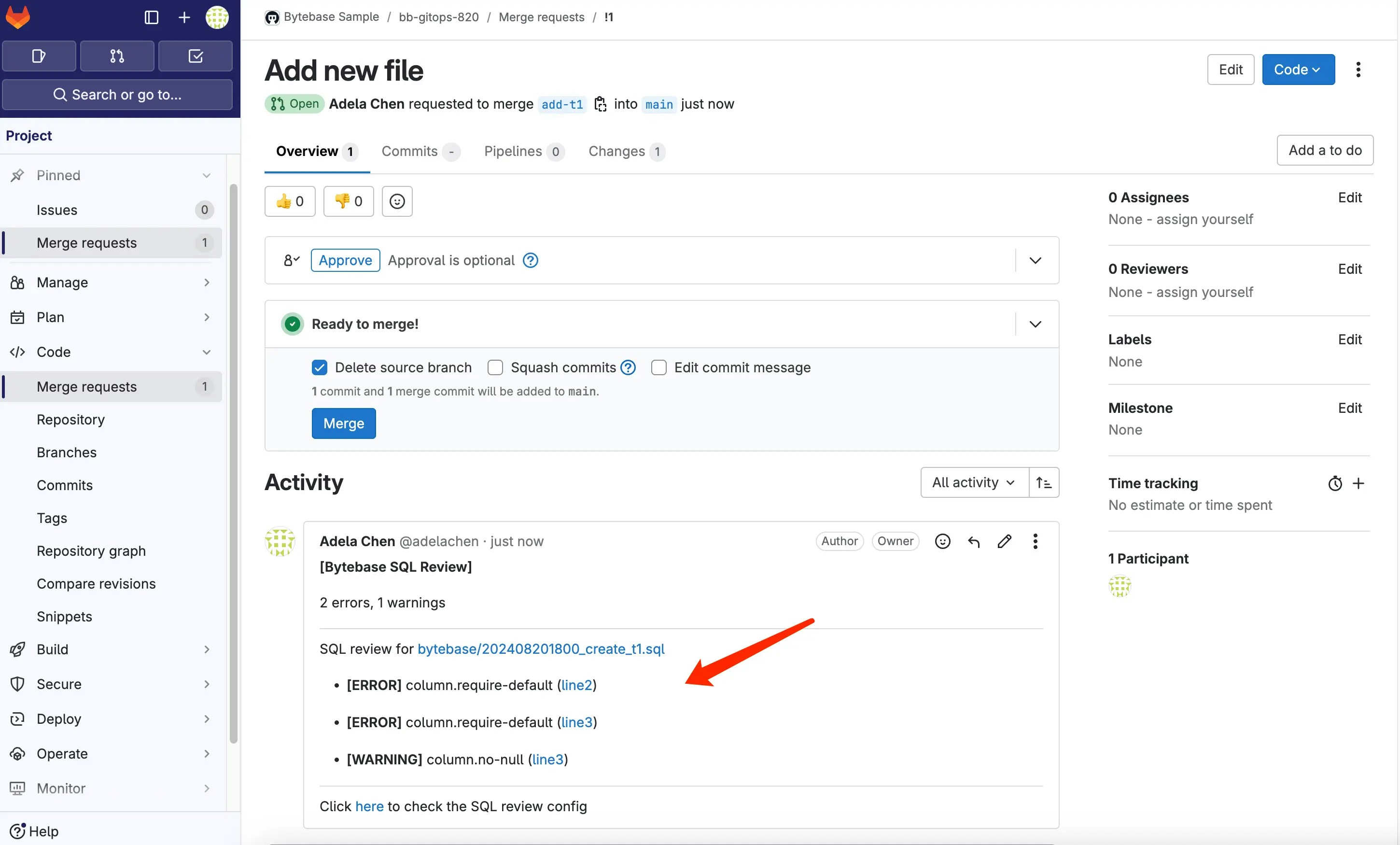 GitLab PR SQL Review