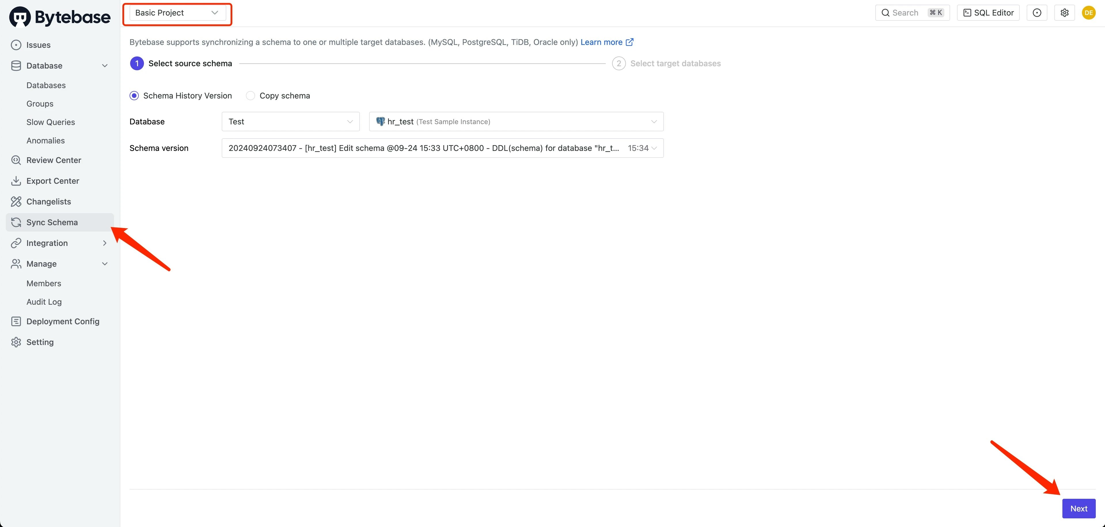 select-source-schema