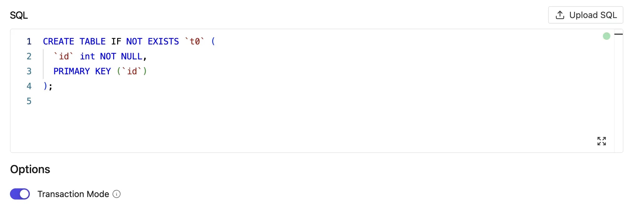 Transaction mode toggle
