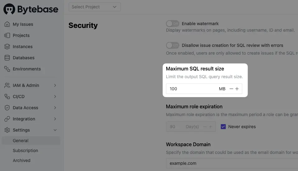 Query Result Size Limit