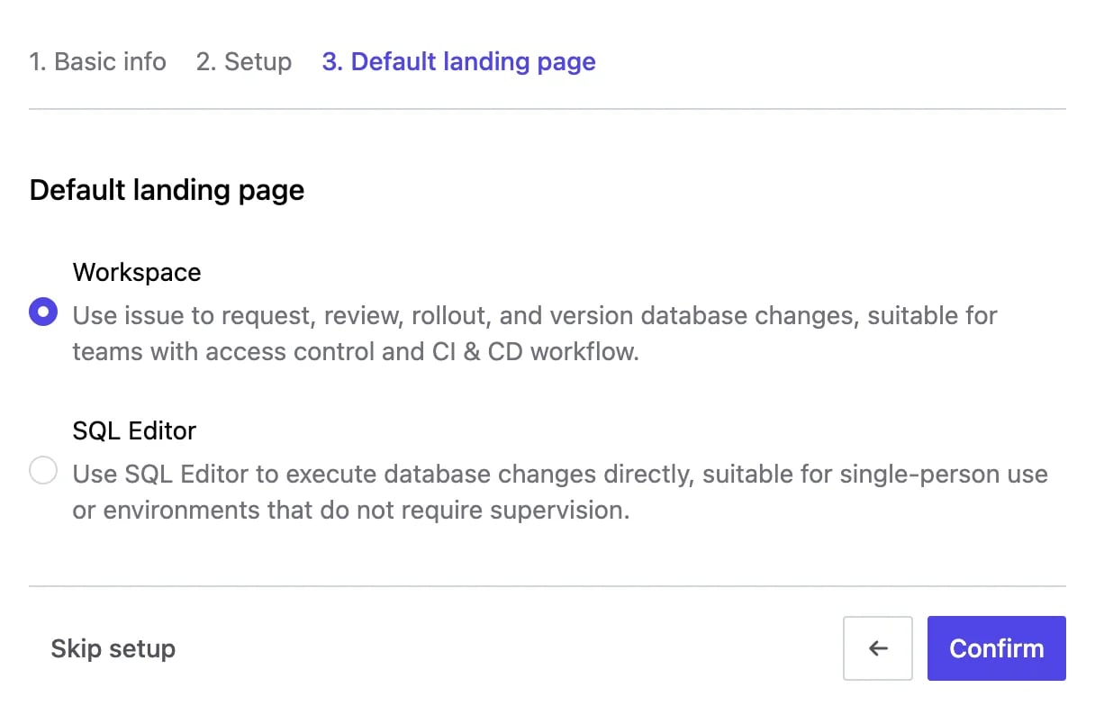 Choose the default landing page