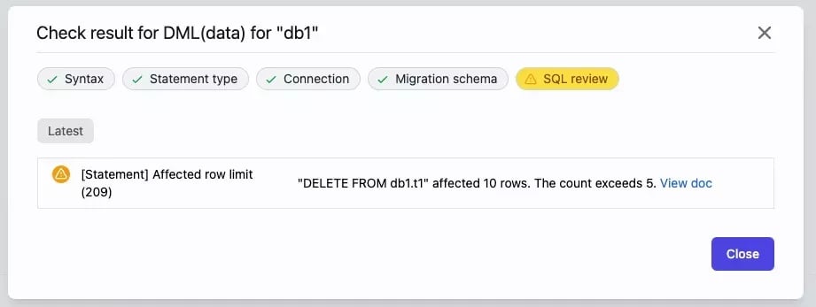 Database Rows Affected Meme Review Rules - Bytebase Docs