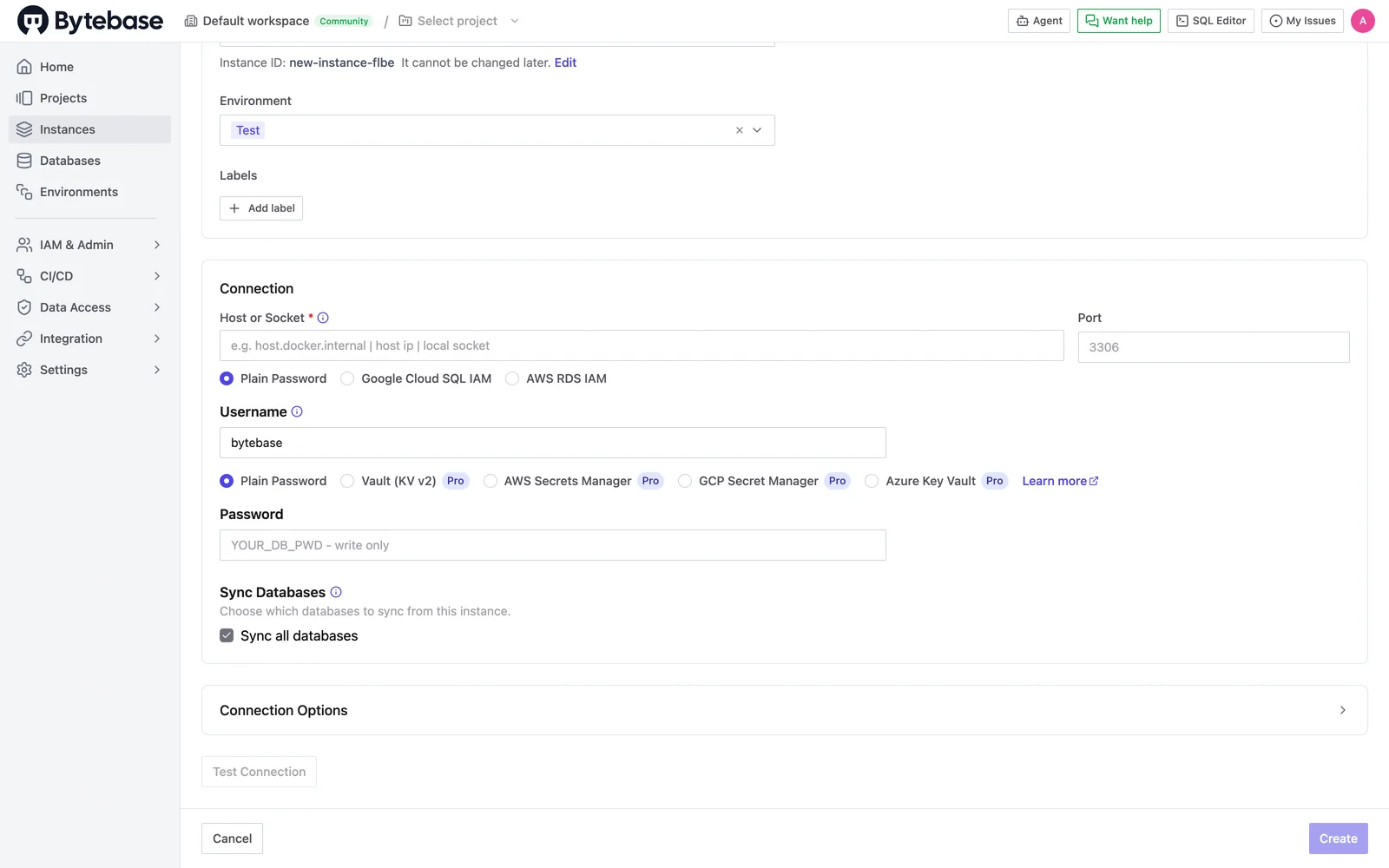 Configure the connection