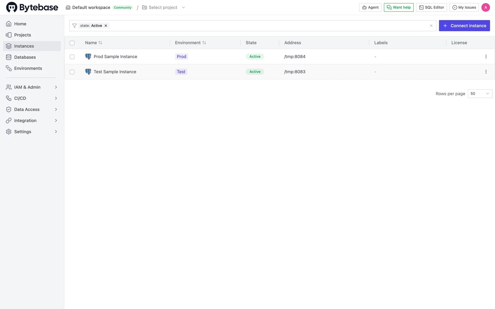 Test Sample Instance and Prod Sample Instance already registered