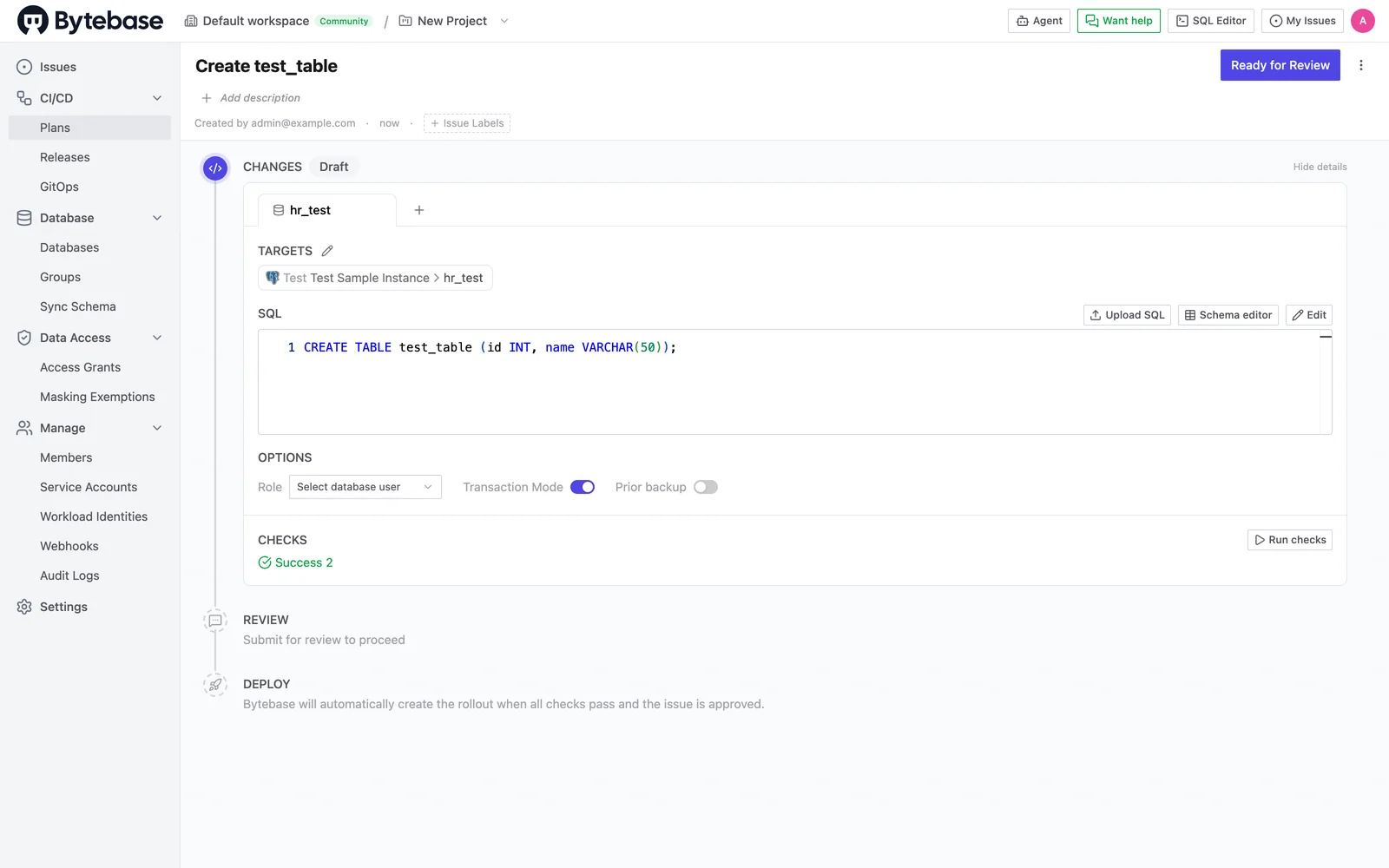 Plan with built-in checks passed