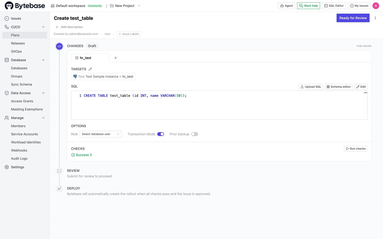 Plan with built-in checks passed