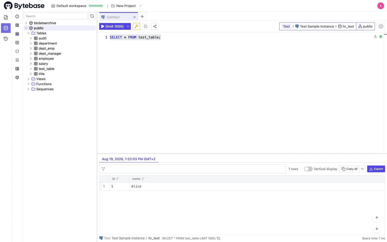 Query result in SQL Editor