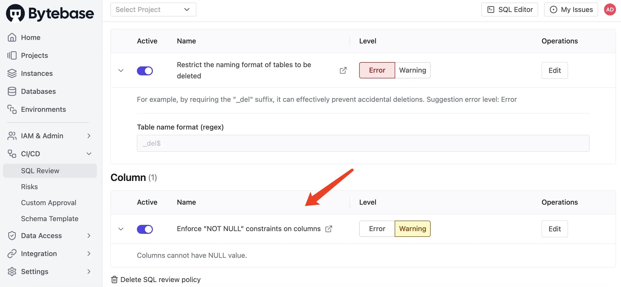 SQL Review with Bytebase GUI - Bytebase Docs