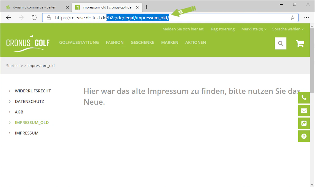 Alte URL aus dem Impressum bestimmen