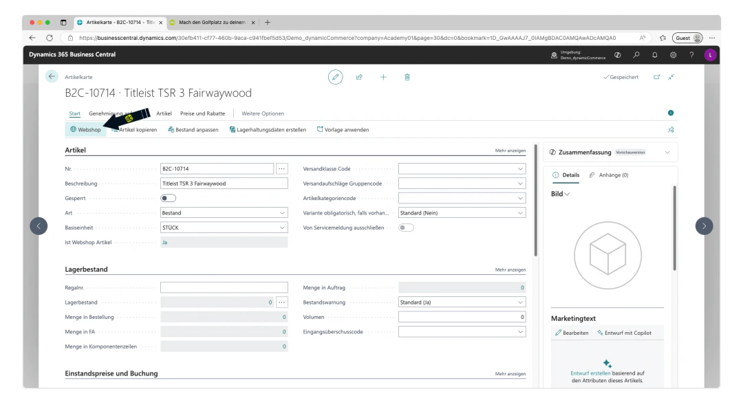 Create webshop item