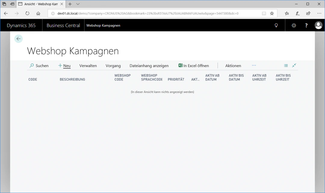 Webshop-Kampagne anlegen
