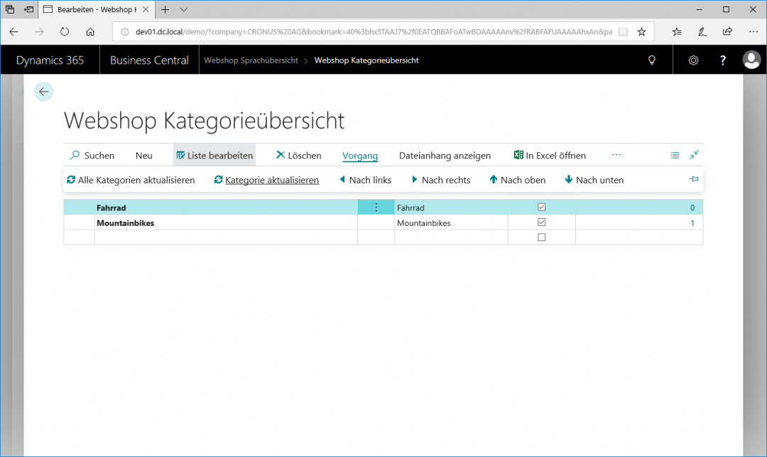 Eine Kategorie synchronisieren
