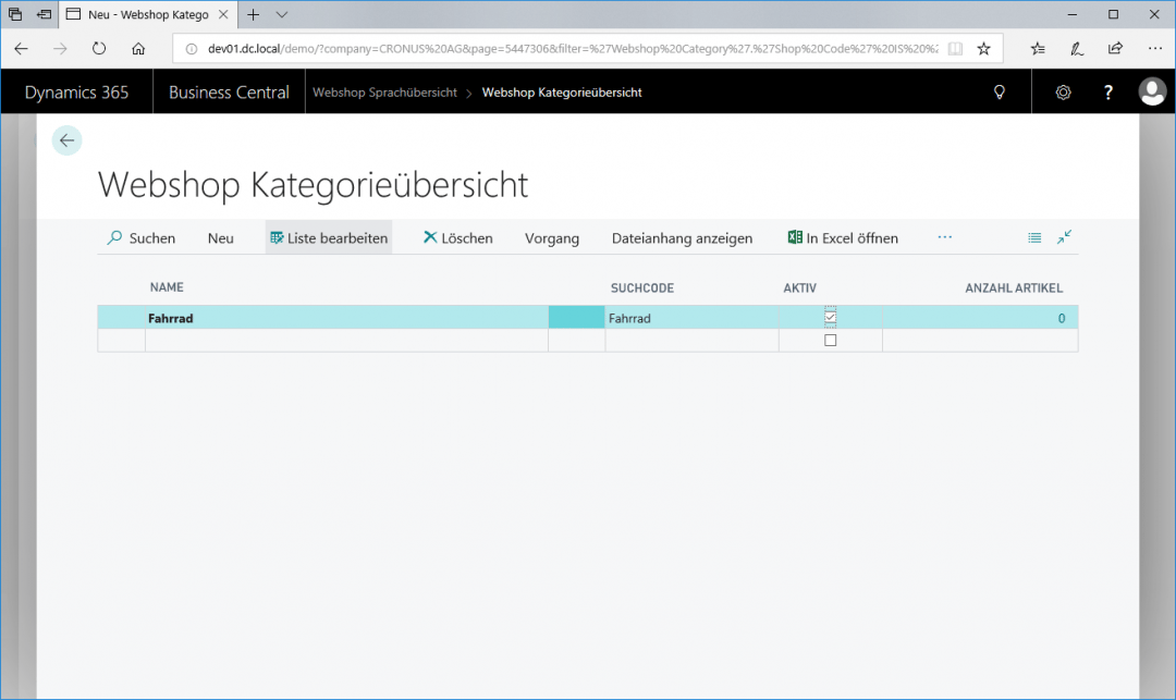 Kategorie 1.Ebene anlegen