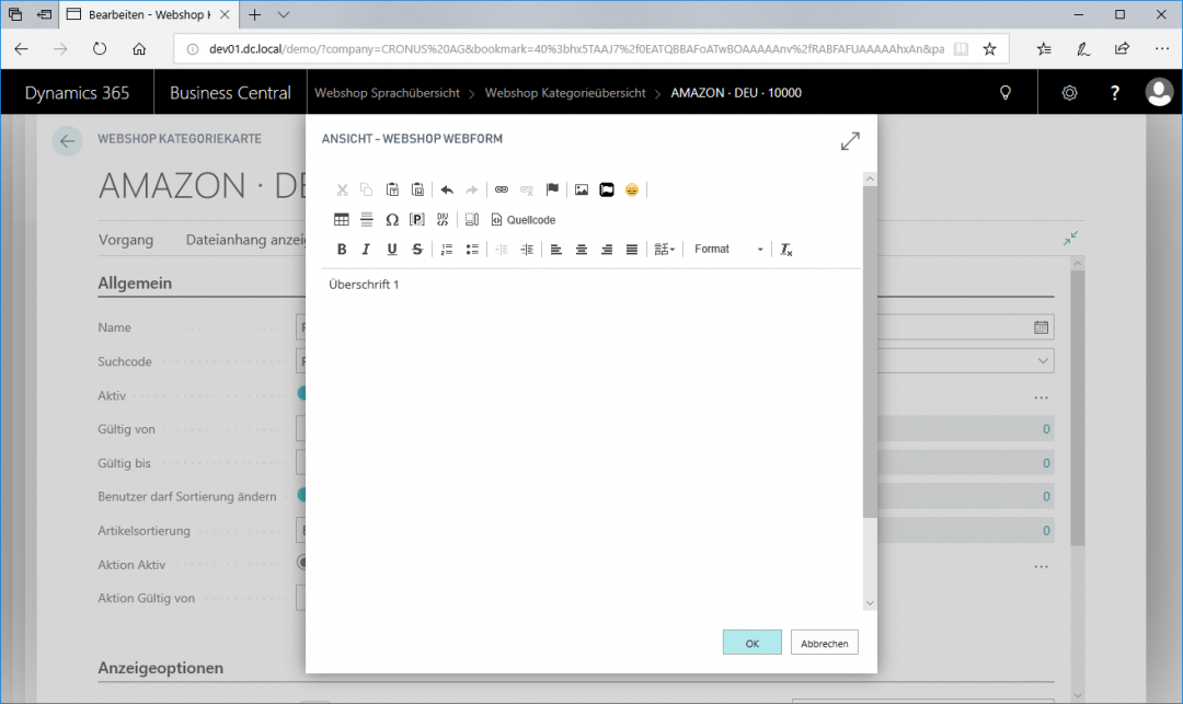 Texteditor Ansicht