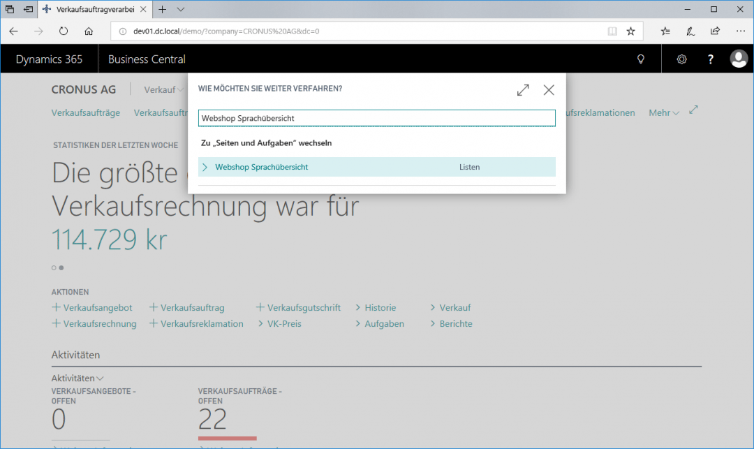 Webshop Sprachübersicht