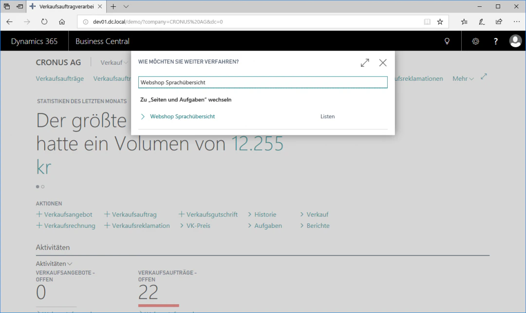 Webshop Language Overview