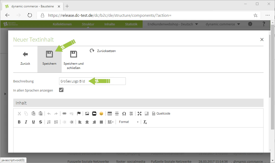 Enter Description and Save