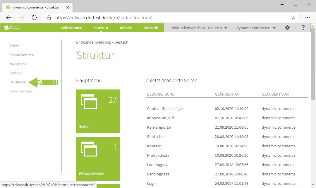 Navigation to the Building Blocks Menu