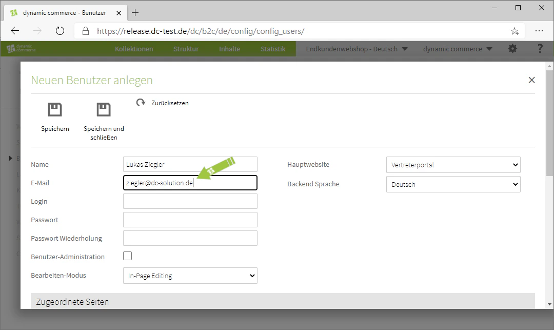 Enter the user's email address