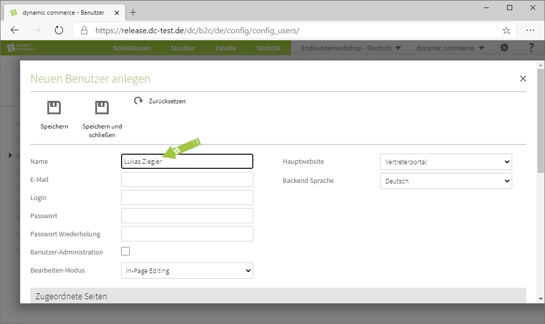 Enter the user's name