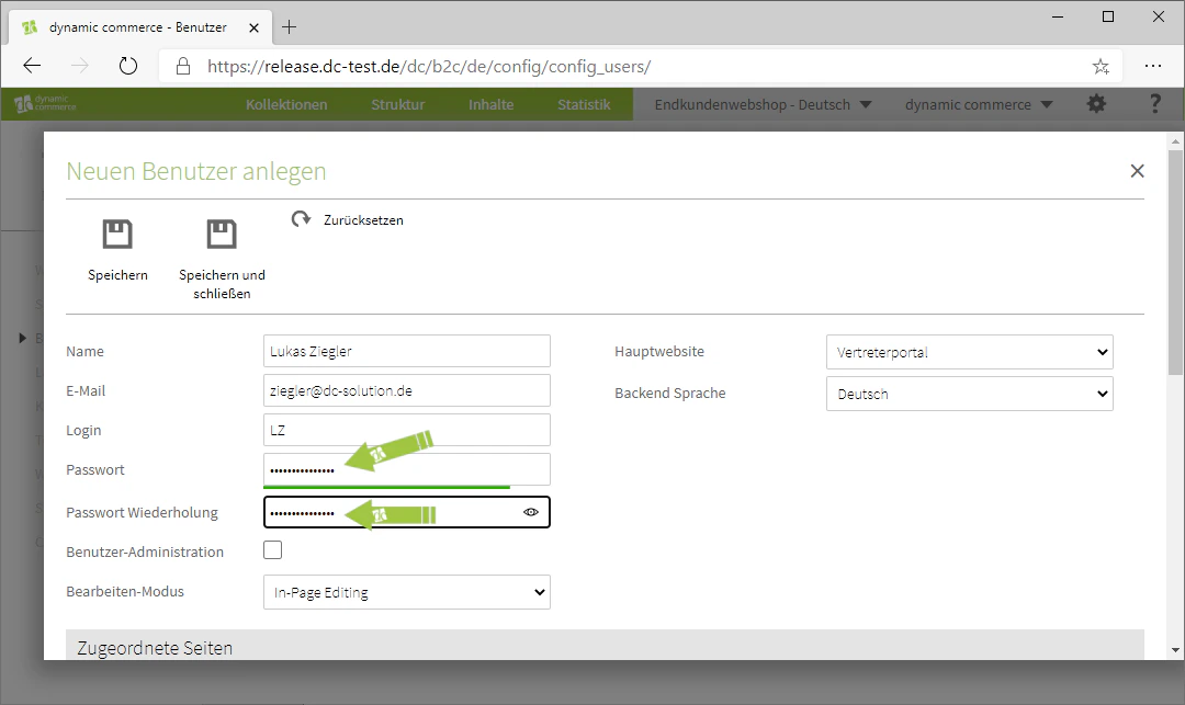 Define and repeat the password