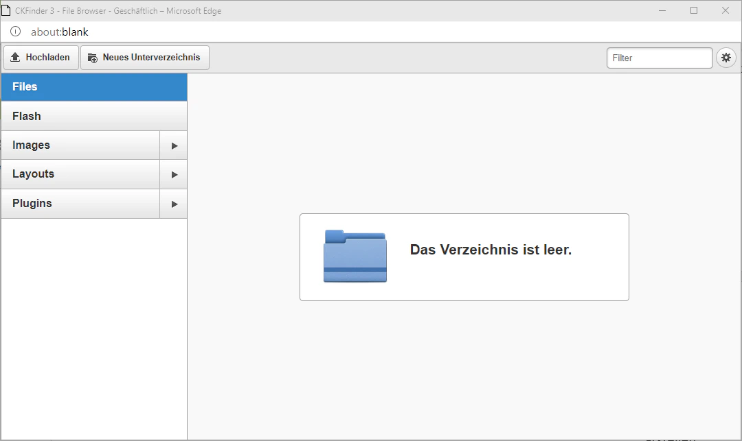 Geöffneter Dateibrowser in einem neuen Fenster