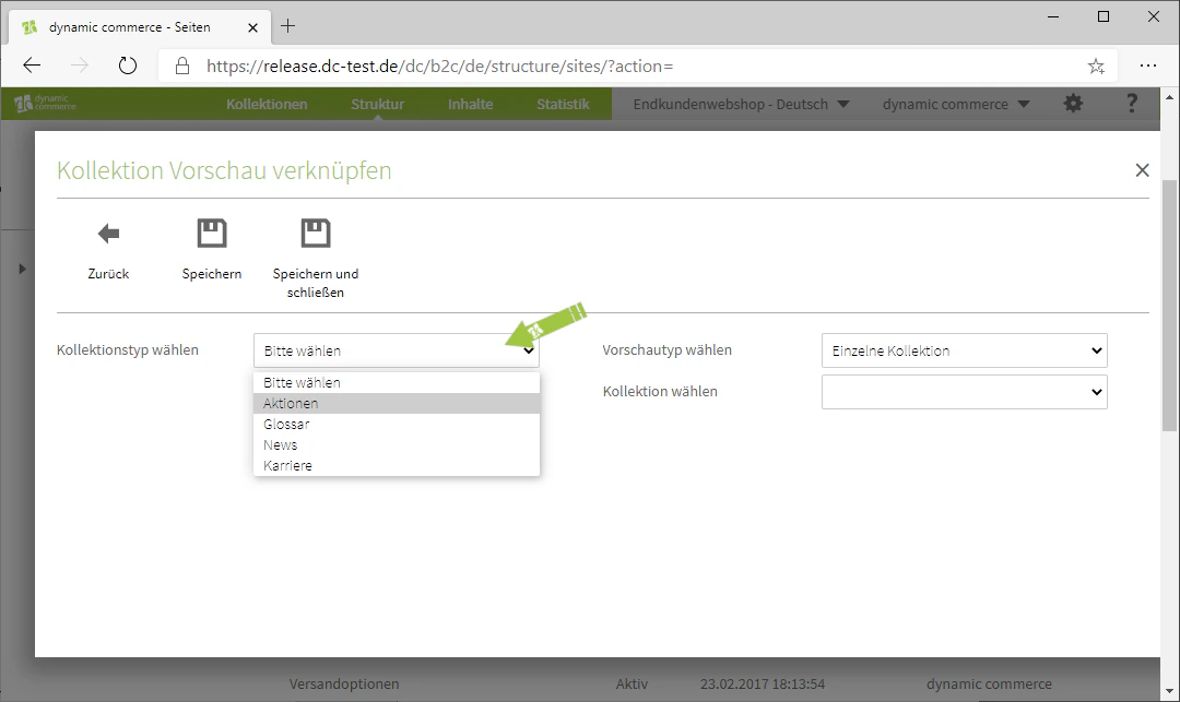 Fenster Kollektion Vorschau verknüpfen