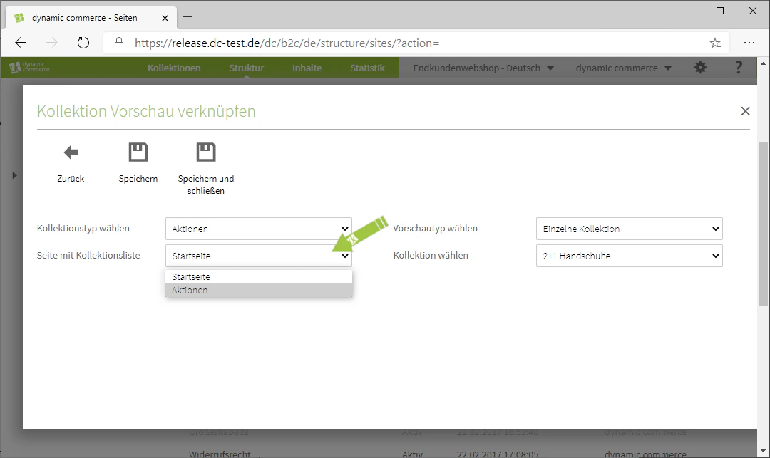 Auswahl des Kollektionstyps