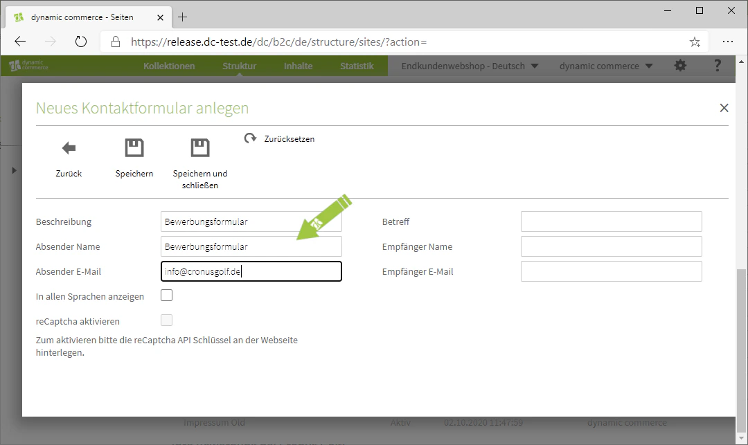 Define sender name and email