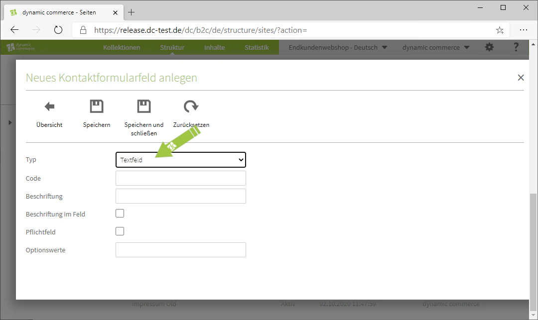 Select field type text field