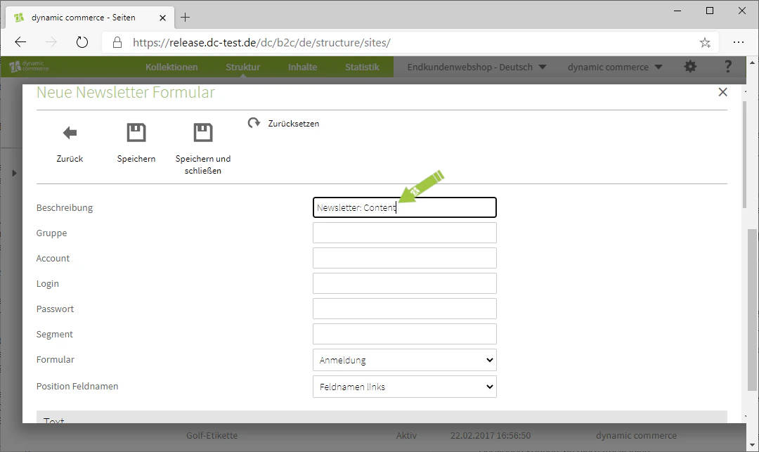 Enter a description for the newsletter form