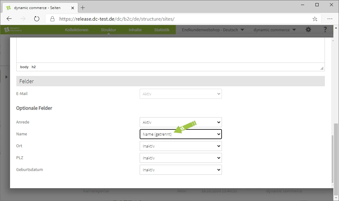 Configure input fields for first and last name